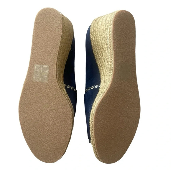 LAST CALL Jack Rogers Palmer Suede Wedge Sandals Size 9.5 Peep Toe Espadrilles - Picture 9 of 11